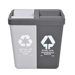 Geri Dönüşüm Çöp Kovası  Metal -  Plastik 80 lt